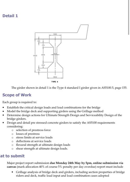 Major Design Project - Prestressed concrete bridge | Chegg.com