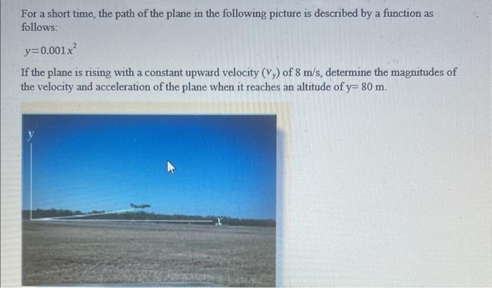 Solved For a short time, the path of the plane in the | Chegg.com