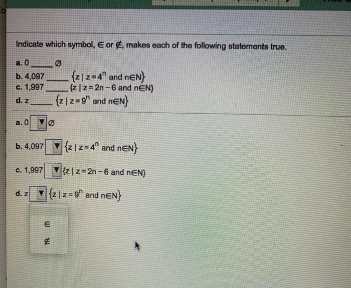 Solved Indicate which symbol, E or €, makes each of the | Chegg.com