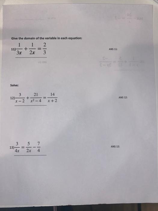 Solved Give The Domain Of The Variable In Each Equation Chegg Com