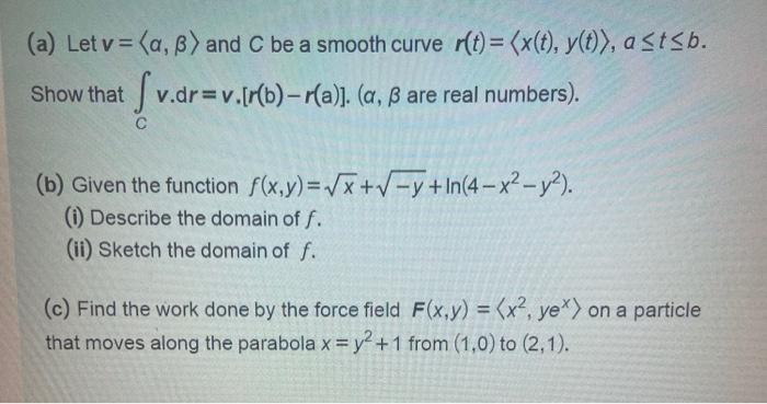 Solved A Let V A B And C Be A Smooth Curve R T Chegg Com