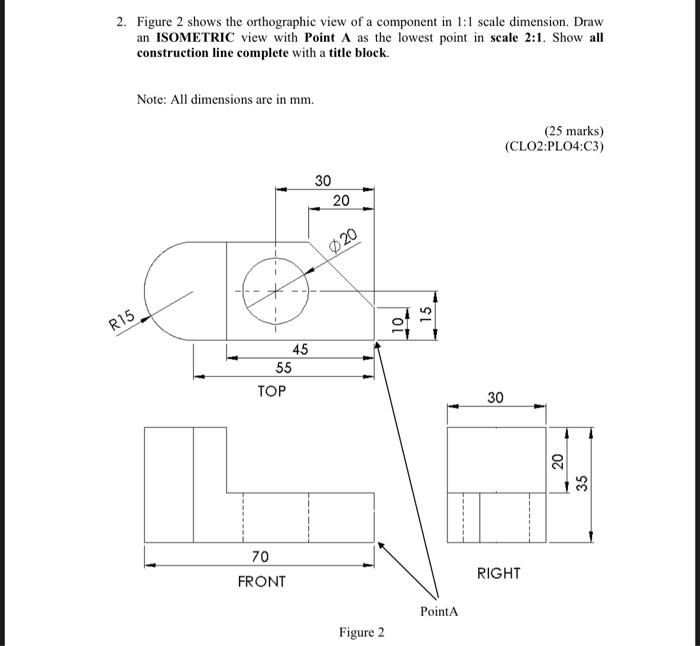 Solved 2. Figure 2 shows the orthographic view of a | Chegg.com