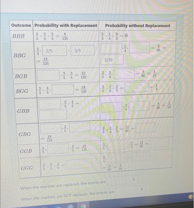 Solved Outcome Probability with Replacement Probability | Chegg.com