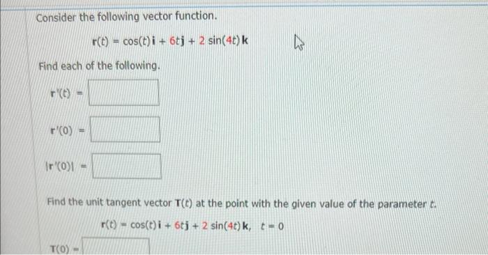 Solved Consider The Following Vector Function