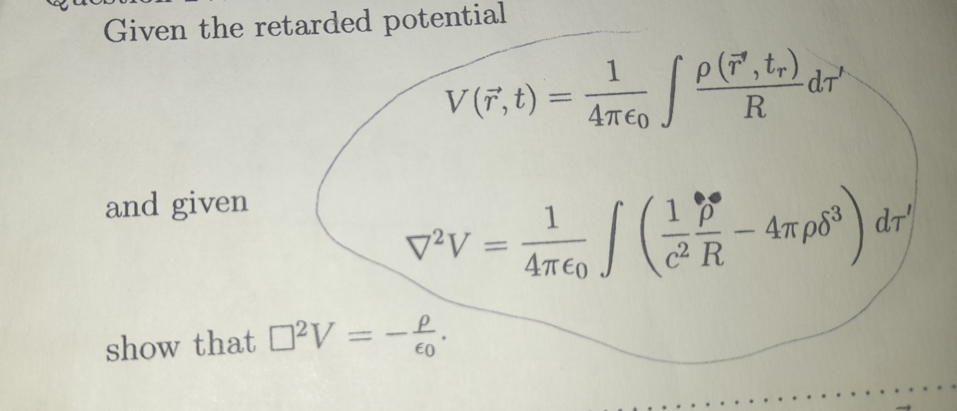 Solved Given The Retarded Potentialand | Chegg.com