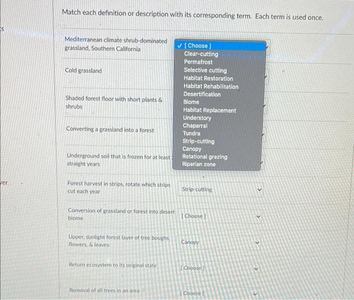 Solved Match each definition or description with its | Chegg.com