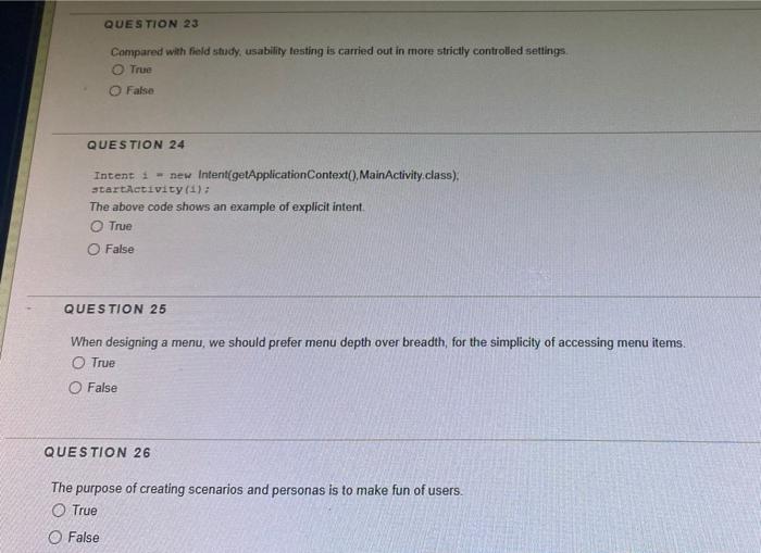 Solved QUESTION 23 Compared with field study, usability | Chegg.com