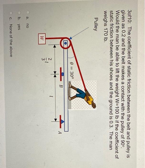 Solved 3of10: The coefficient of static friction between the | Chegg.com