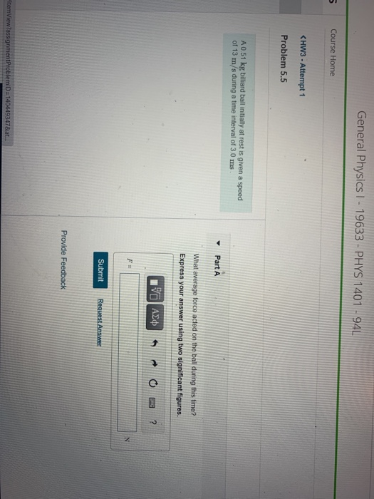 Solved General Physics I - 19633 - PHYS 1401 - 94L 5 Course | Chegg.com