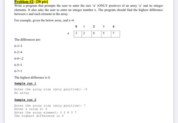 Solved Problem #2: (20 pts] Write a program that prompts the | Chegg.com