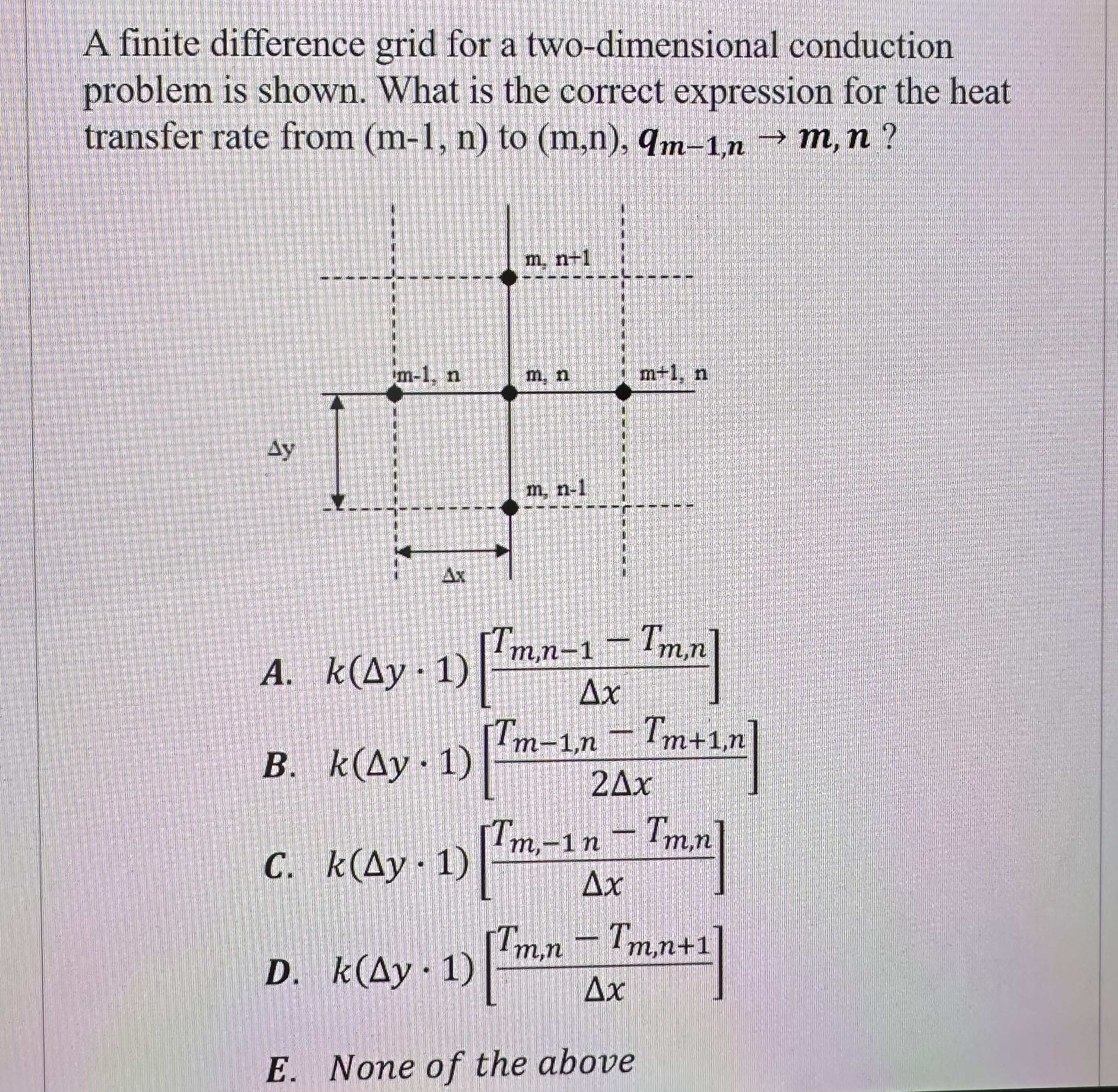 Solved A finite difference grid for a two-dimensional | Chegg.com
