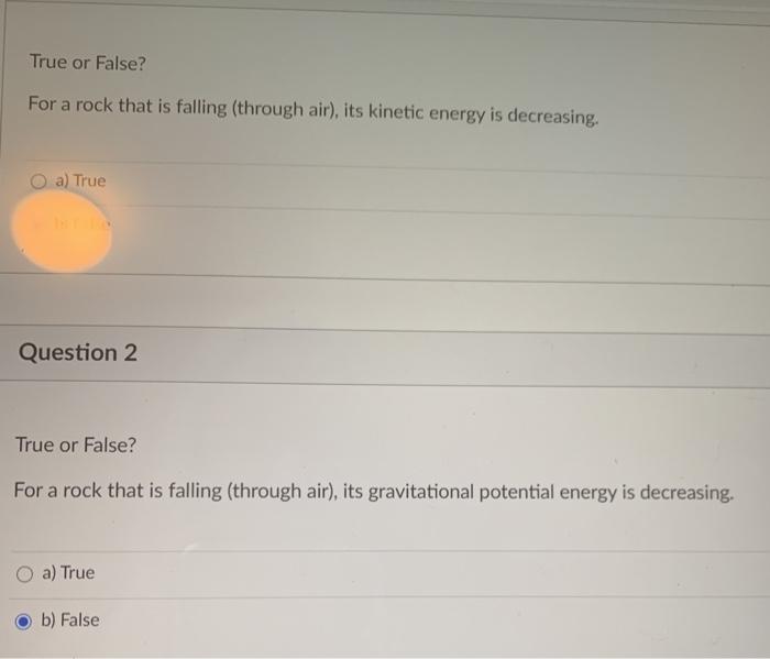 Solved True or False? For a rock that is falling (through | Chegg.com