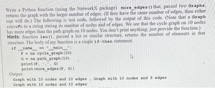 Solved Write a Python function (using the NetworkX package) | Chegg.com