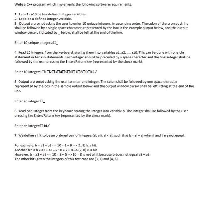 Solved Write a C++ program which implements the following | Chegg.com