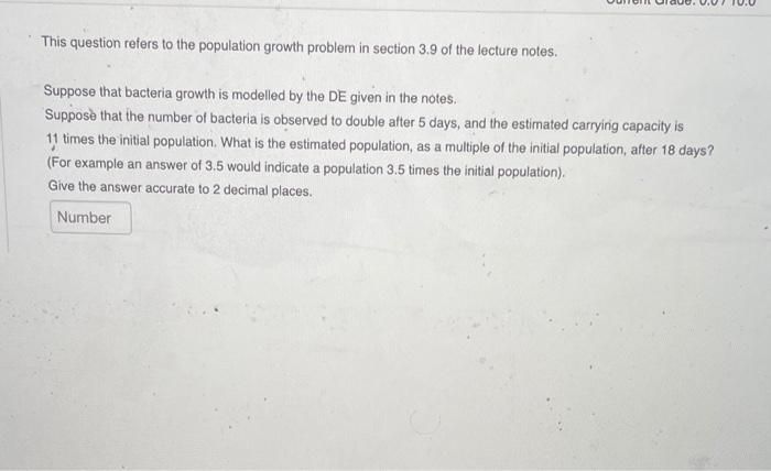 Solved This Question Refers To The Population Growth Problem | Chegg.com