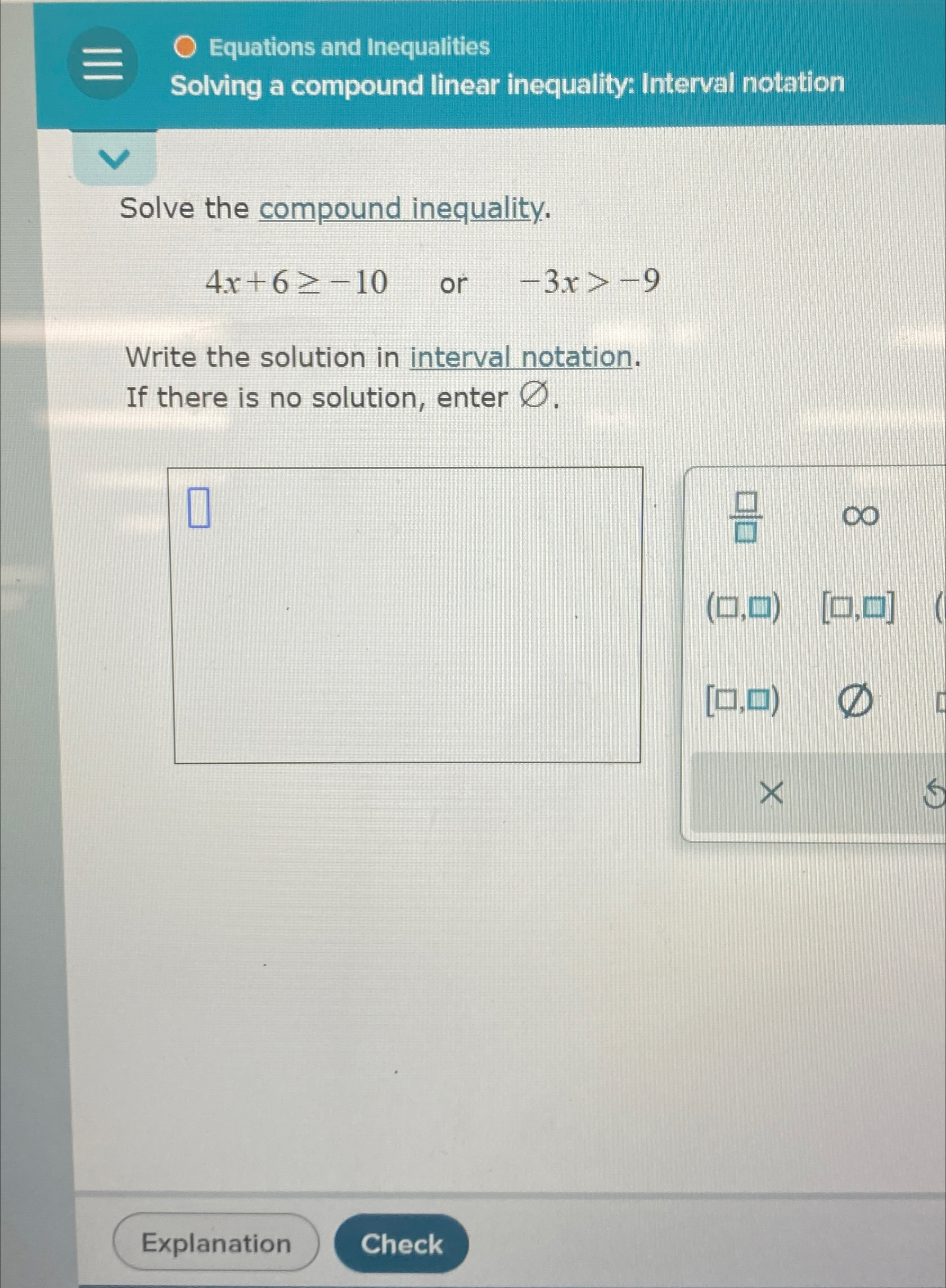 Solved Equations and InequalitiesSolving a compound linear | Chegg.com
