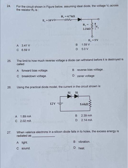 Solved 24. For the circuit shown in Figure below, assuming | Chegg.com