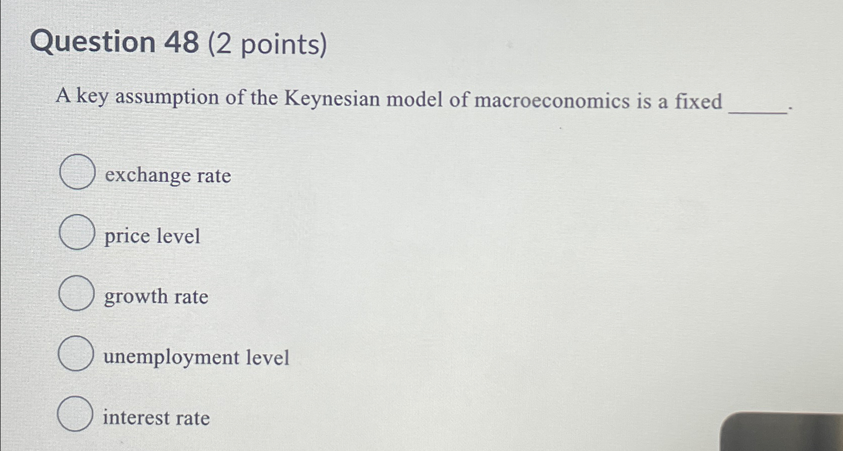 Solved Question 48 (2 ﻿points)A key assumption of the | Chegg.com