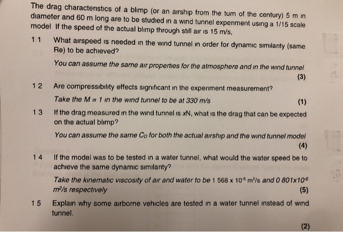 Solved The drag characteristics of a blimp (or an airship | Chegg.com