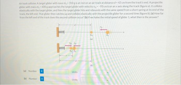 Solved Air track collision. A target glider with mass m2 350