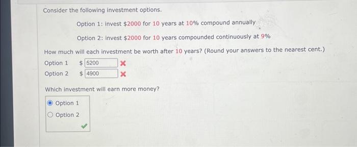 Solved Consider The Following Investment Options. Option 1: | Chegg.com