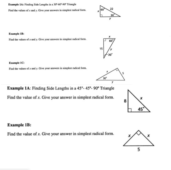 Solved Example 1a Finding Side Lengths In A 30 60 90 Chegg Com