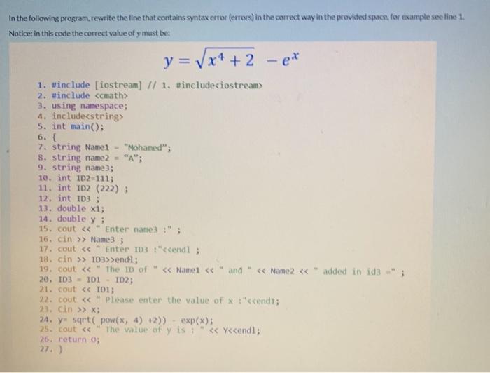 Solved in the following program, rewrite the line that | Chegg.com