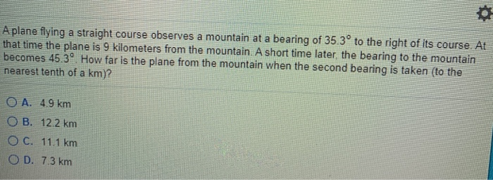 Solved A plane flying a straight course observes a mountain Chegg com Solved A plane flying a straight course observes a mountain Chegg com