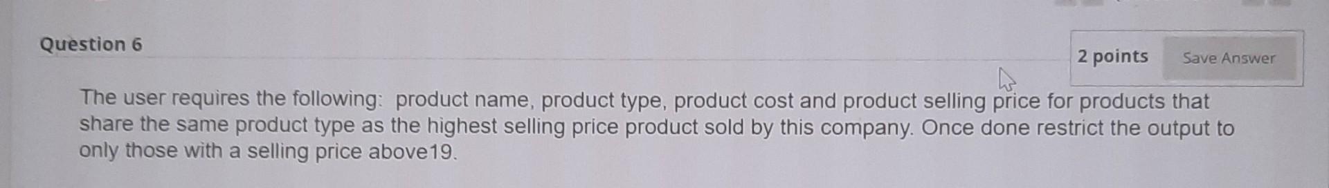 Solved Question 6 2 points Save Answer The user requires the | Chegg.com