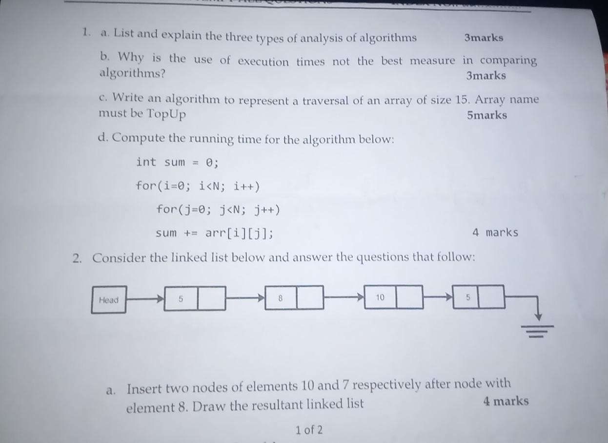 Solved 1. a. List and explain the three types of analysis of | Chegg.com