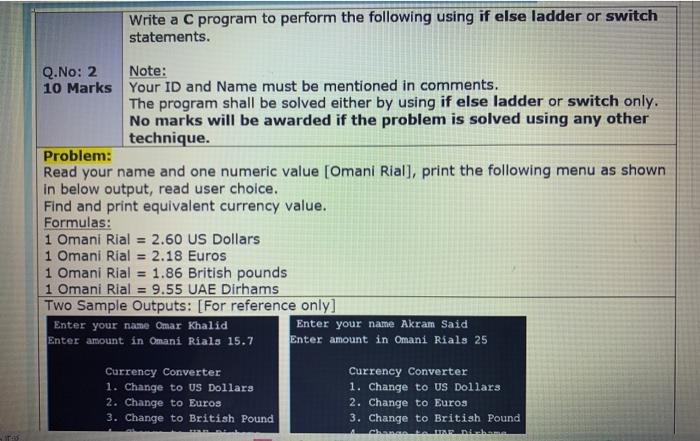 Solved Write a C program to perform the following using if | Chegg.com