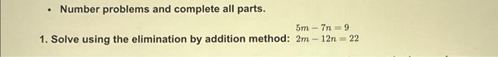 Solved Number problems and complete all parts. 1. Solve | Chegg.com