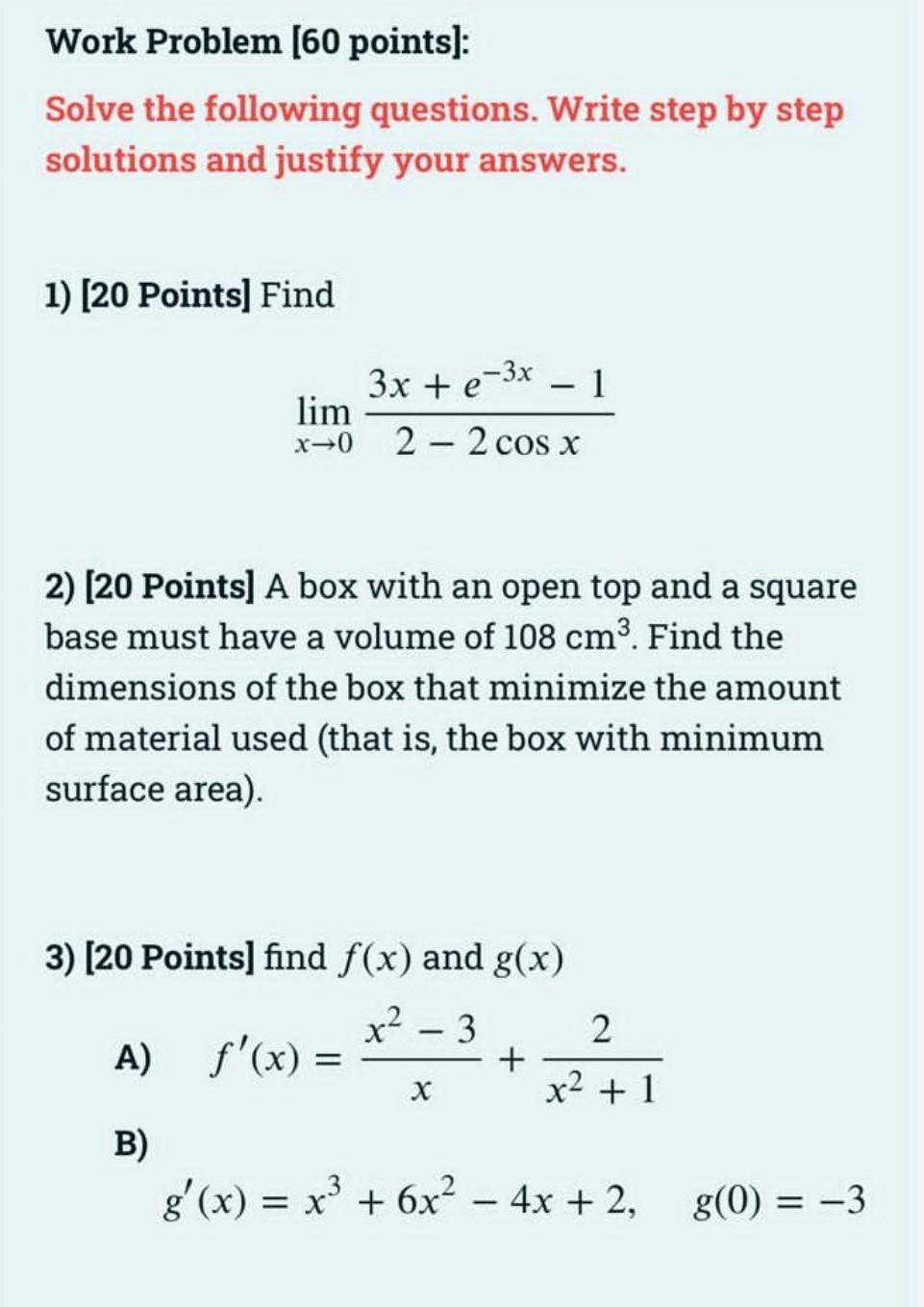 Solved Questions – 3 (20 points) a) You have the following