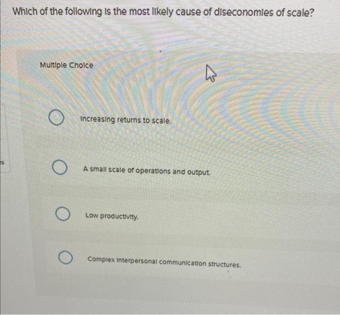 Solved Which Of The Following Is The Most Likely Cause Of | Chegg.com