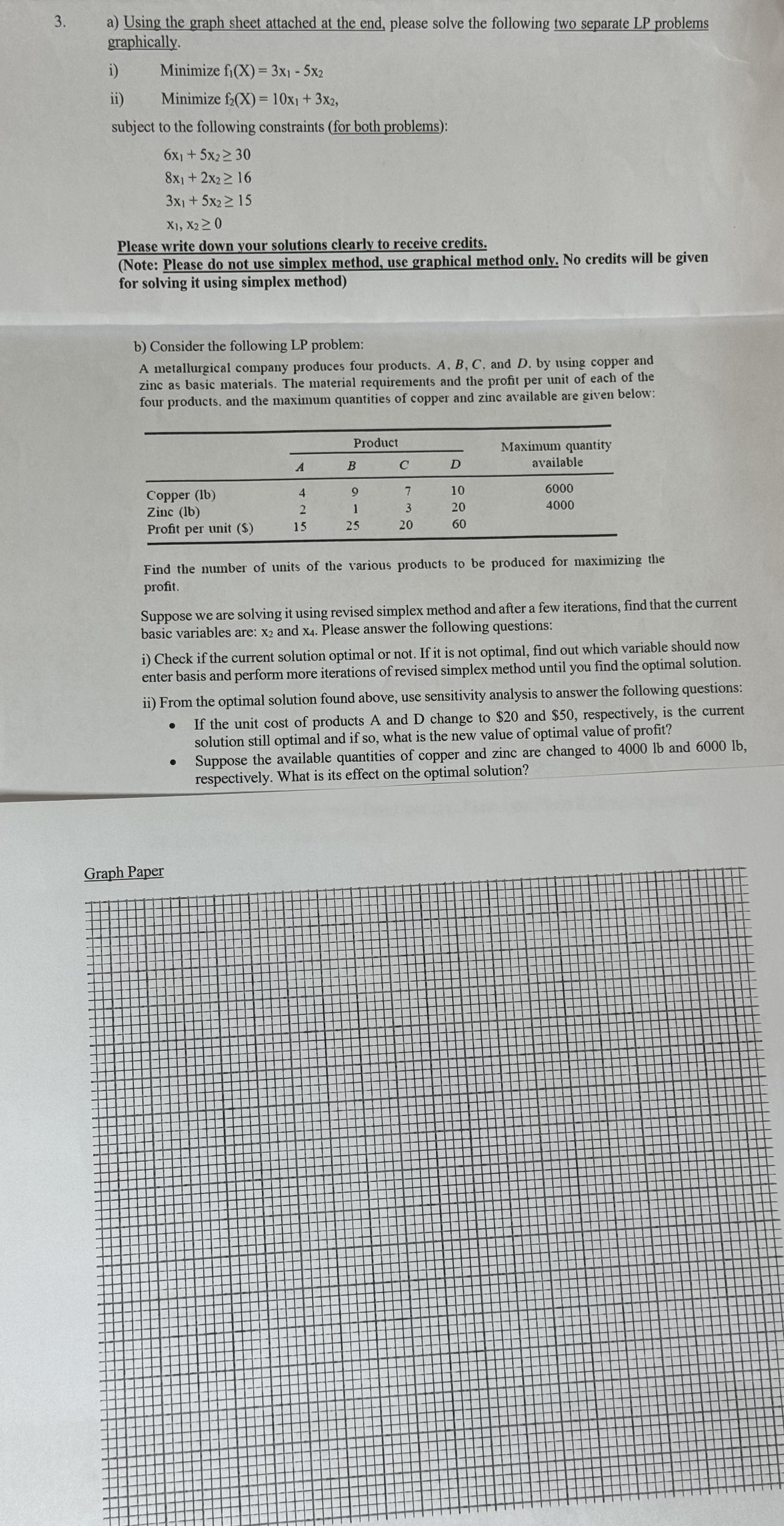 Solved a) ﻿Using the graph sheet attached at the end, please | Chegg.com