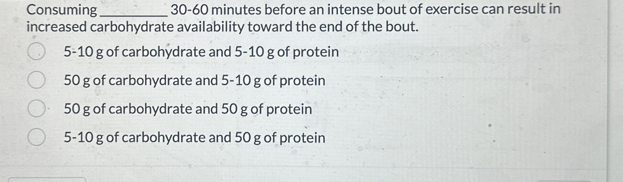 Solved Consuming 3060 ﻿minutes before an intense bout of
