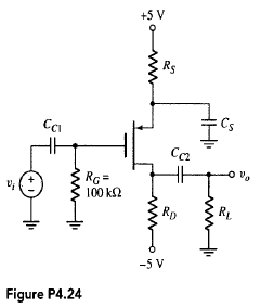 Solved: Consider the PMOS common-source circuit in Figure P4.24 wi ...