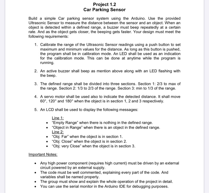 Project 1.2 Car Parking Sensor Build a simple Car Circuit Diagram