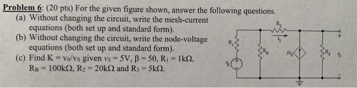Solved Problem 6: (20 pts) For the given figure shown, | Chegg.com