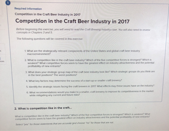 Required Information Competition In The Craft Beer Chegg Com