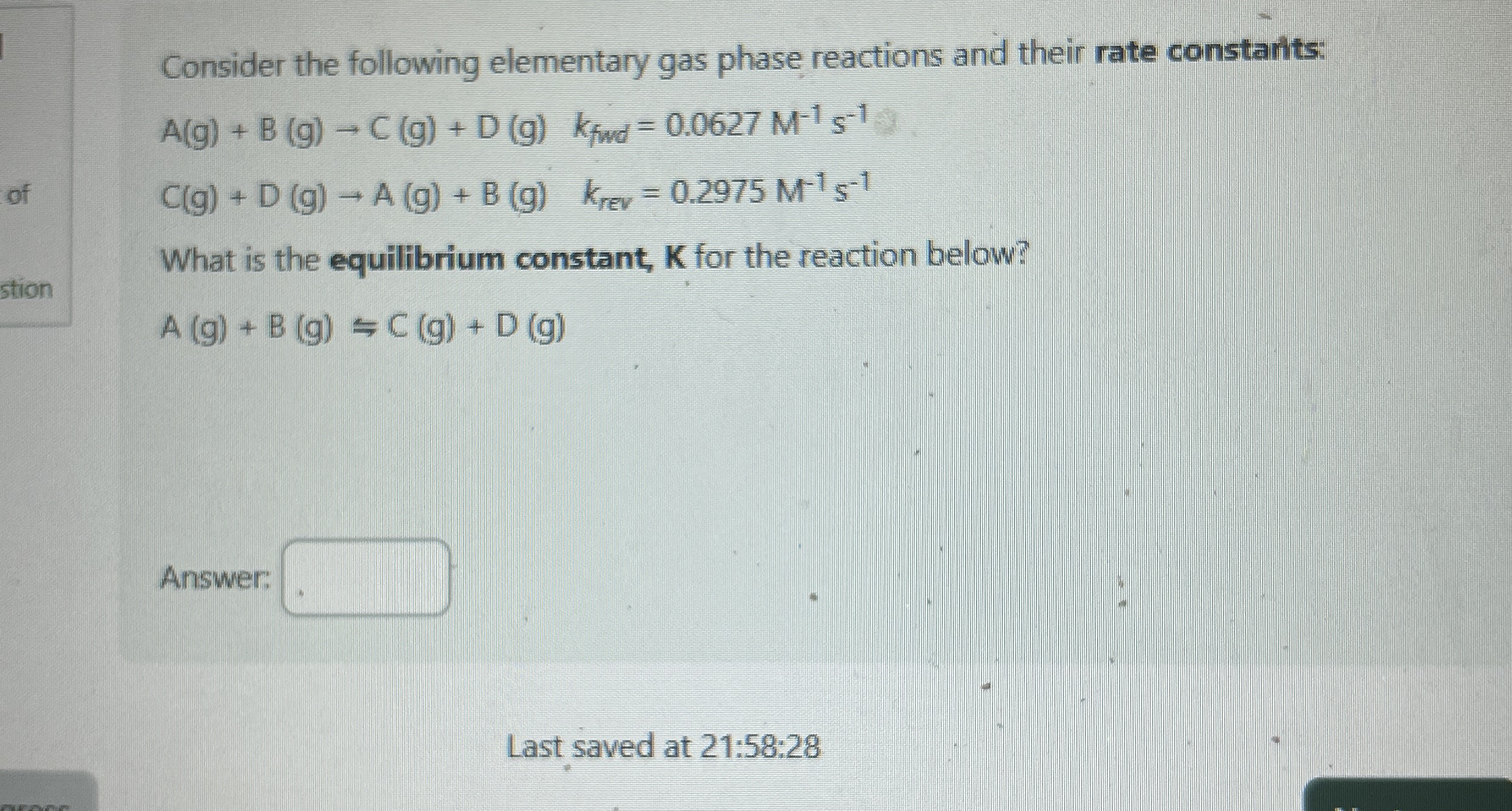 Solved Consider the following elementary gas phase reactions | Chegg.com