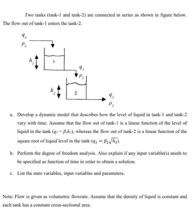 Solved Two tanks (tank-1 and tank-2) are connected in series | Chegg.com