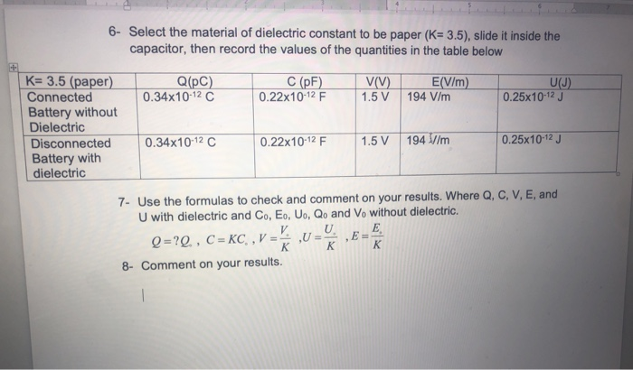 Solved 6 Select The Material Of Dielectric Constant To B Chegg Com