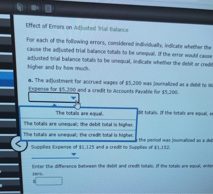 Solved Effect of Errors on Adjusted Trial Balance For each | Chegg.com