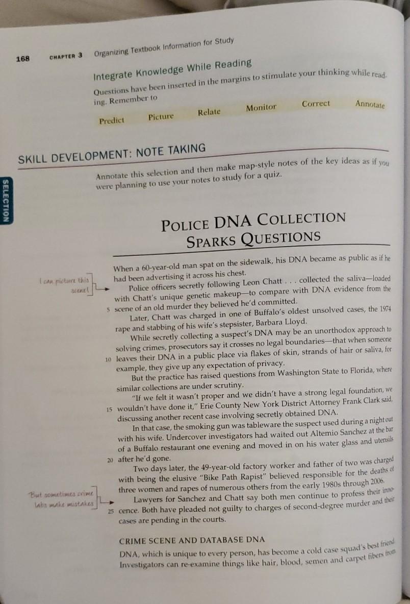 Organizing Textbook Information for Study Integrate knowledge While Reading Annotate SELECTION Questions have been inserted i