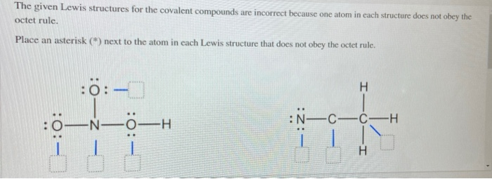 Solved The given Lewis structures for the covalent compounds | Chegg.com