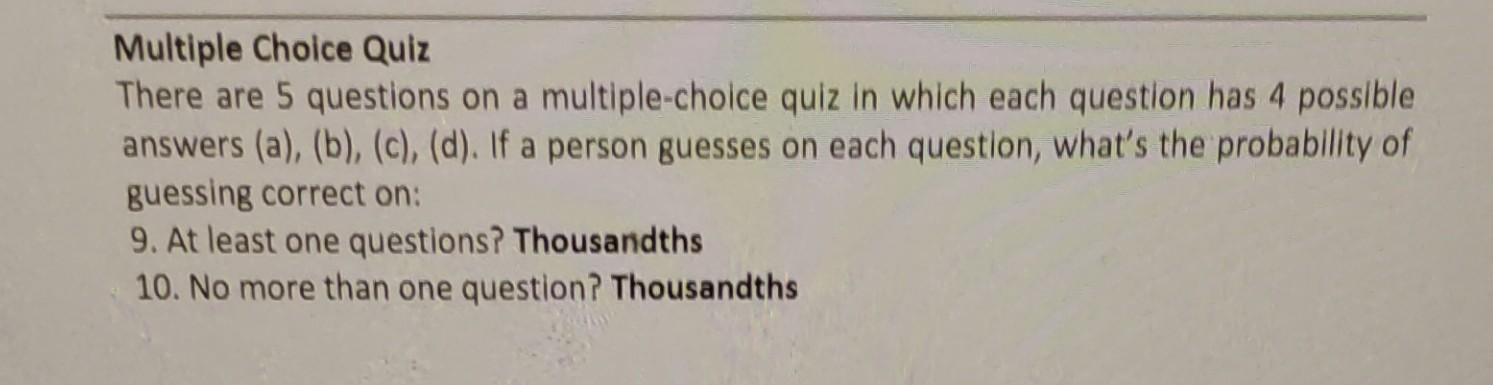 Solved Multiple Choice Quiz There are 5 questions on a | Chegg.com