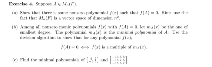 Solved Exercise 4 Suppose Ae M F A Show That There Chegg Com