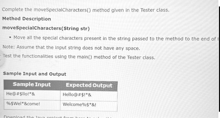 Complete the moveSpecial Characters() method given in | Chegg.com