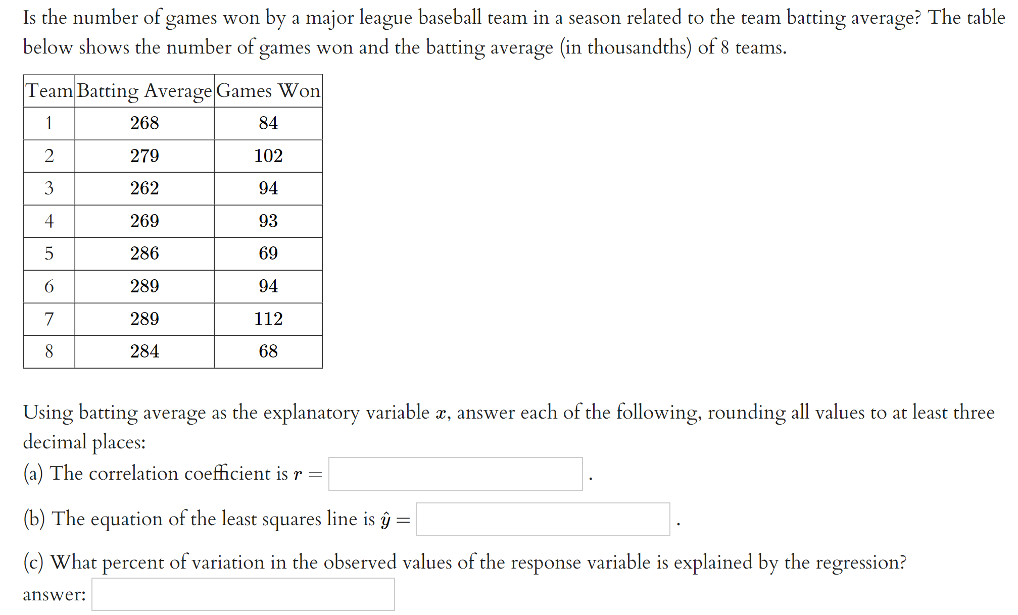 Solved Is the number of games won by a major league baseball | Chegg.com